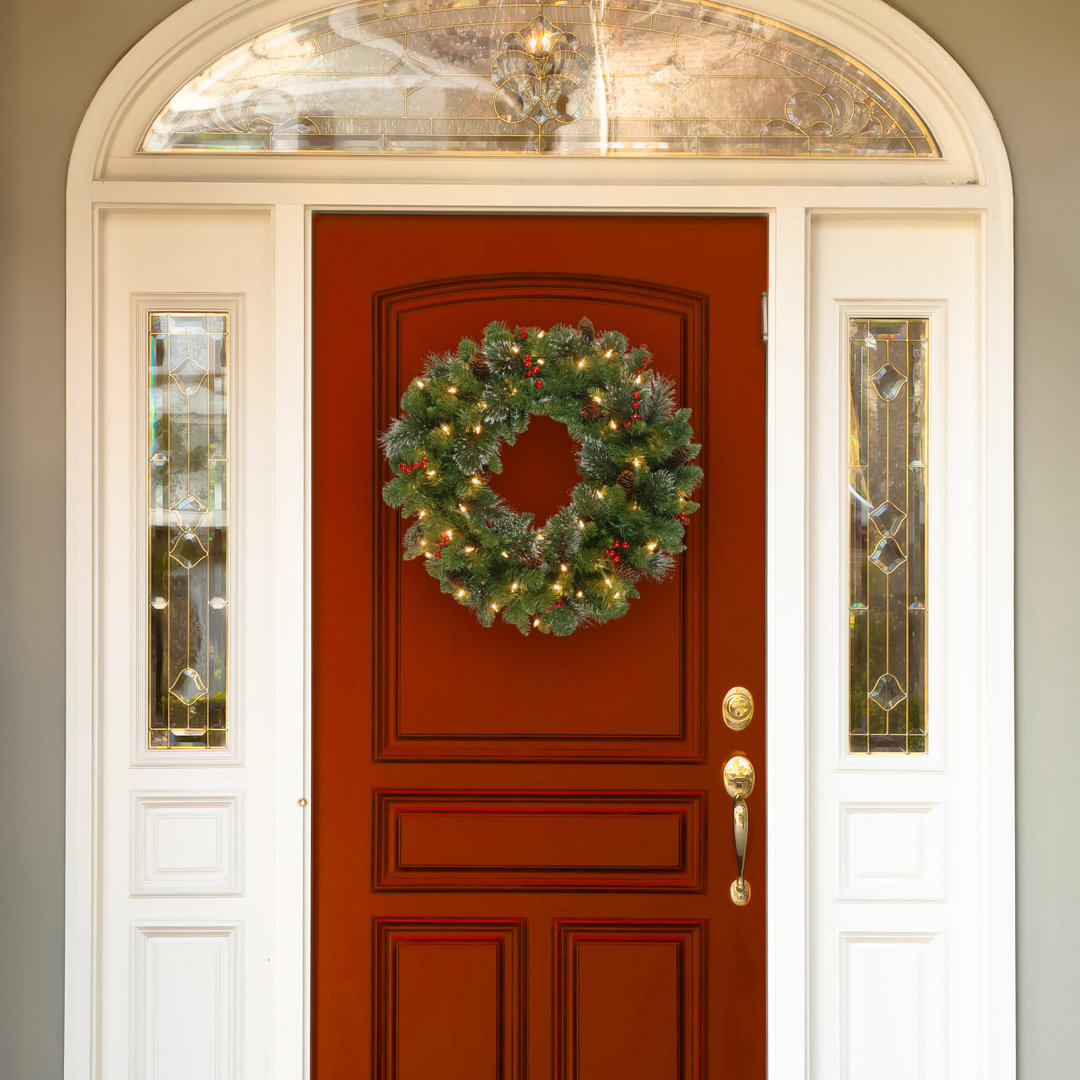The Holiday Aisle® 30" Pre-Lit Spruce Wreath